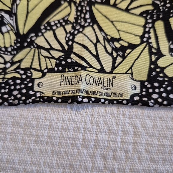 Pineda Covalin green & black Monarch square 100% silk scarf, 34 1/2" X 35" NWT - Picture 2 of 7